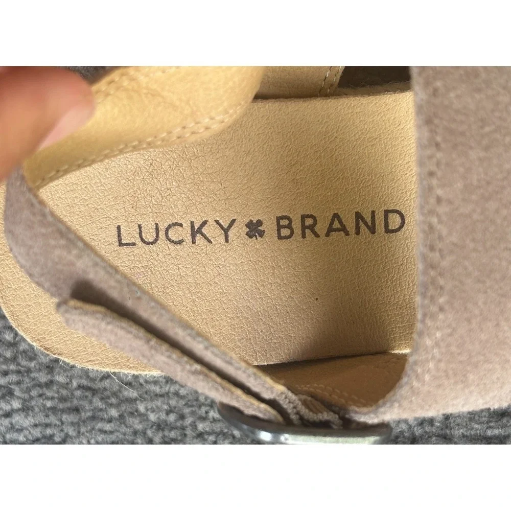 Lucky Brand Gadine Women's Espadrille Sandals Size 7 M Tan Suede Leather Comfort